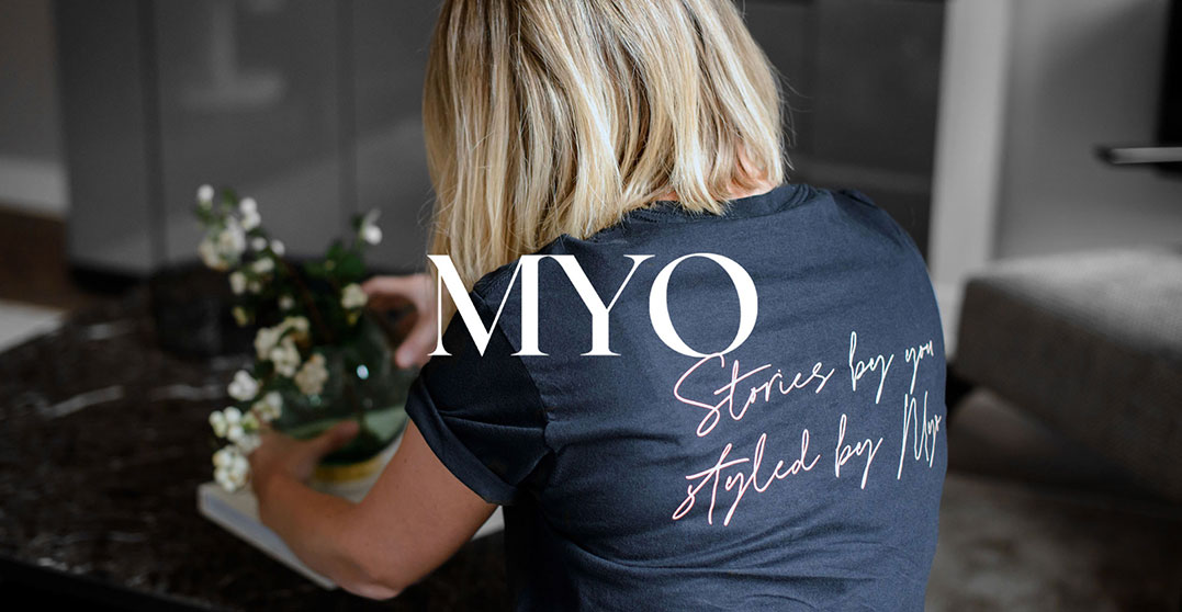 MYO client photography shows a woman wearing a branded top